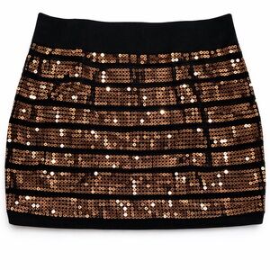 Forever 21 Gold Sparkly Sequin Mini Skirt Black | NWOT | Size L